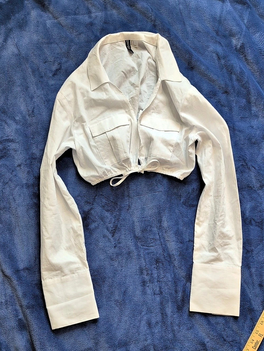 H&Medium White Cotton Cropped Utility Jacket Size Medium